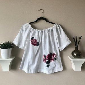 Embroidered Off-the-Shoulder Top